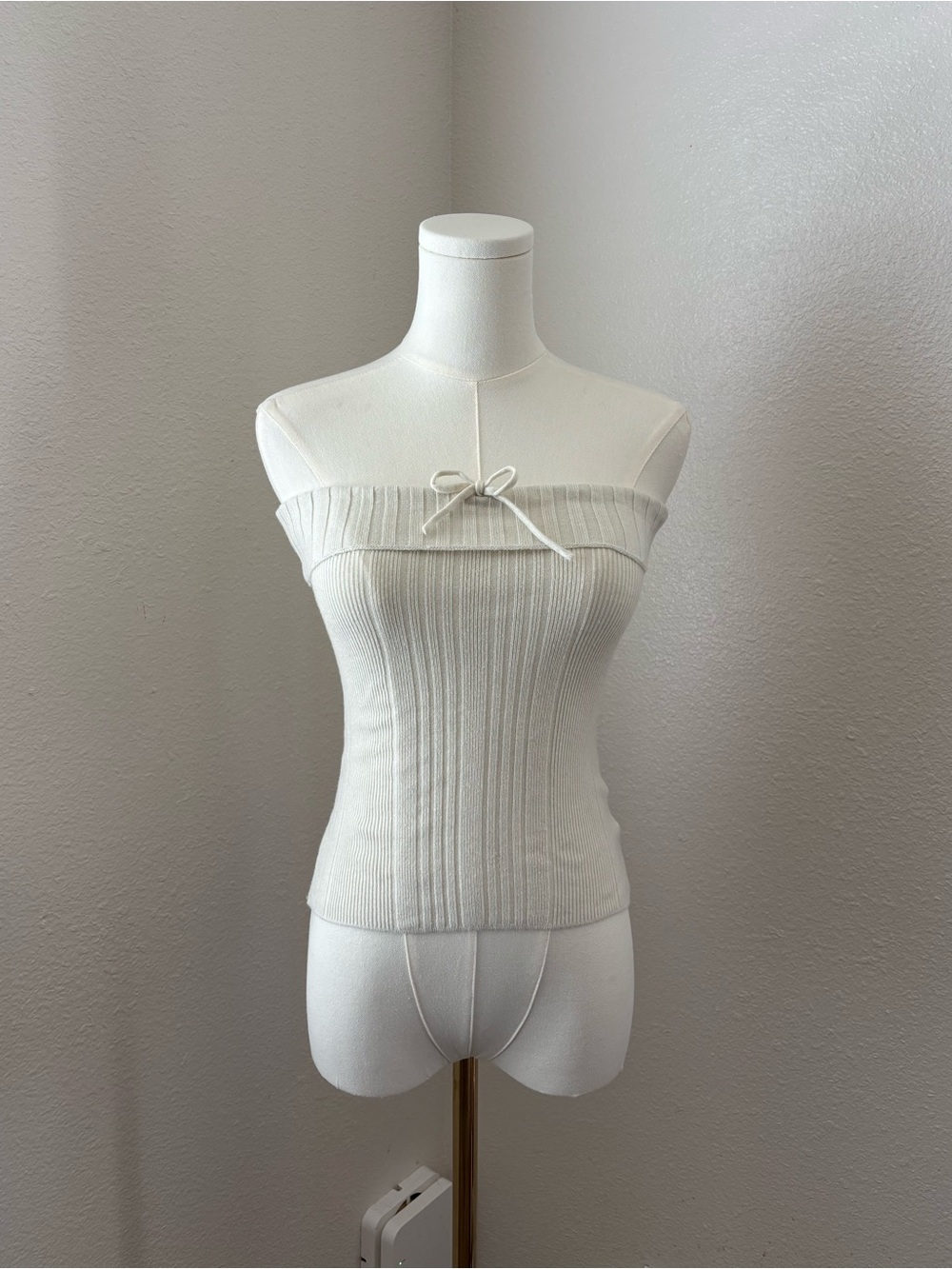 Knit White Bow Tube Top (S)